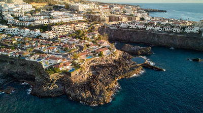 Aerial photo of a coastal town on Tenerife - Los Gigantes