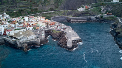 Tenerife coastal town - mountains and ocean