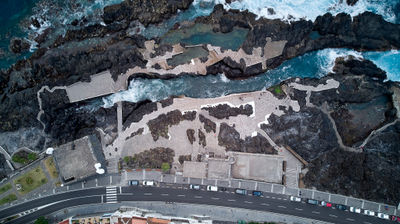 Aerial photo of a coastal town on Tenerife