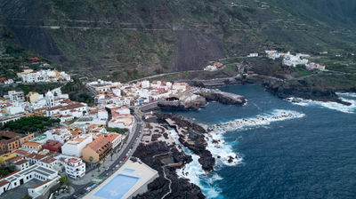 Aerial photo of a coastal town on Tenerife