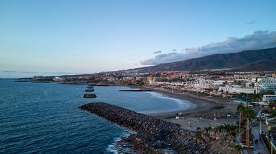 Aerial photo of a coastal town on Tenerife