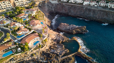 Aerial photo of a coastal town on Tenerife - Los Gigantes