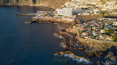 Aerial photo of a coastal town on Tenerife - Los Gigantes