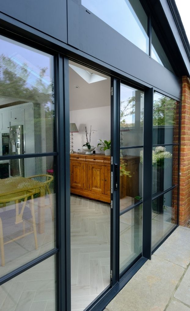 steel look aluminium sliding doors with glazing bars steel look aluminium sliding doors with glazing bars