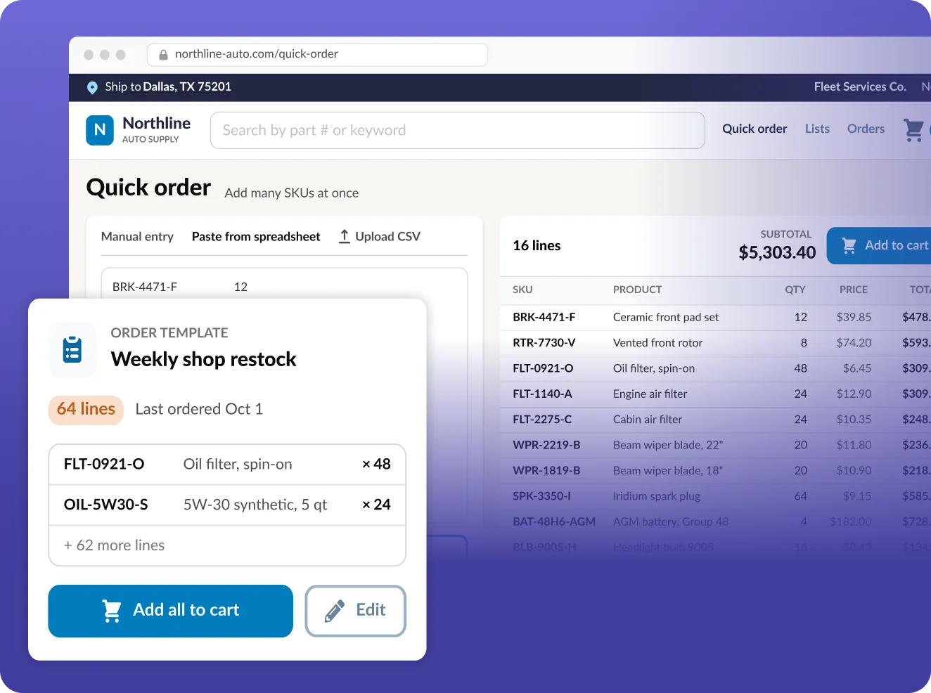 Bulk and repeat ordering