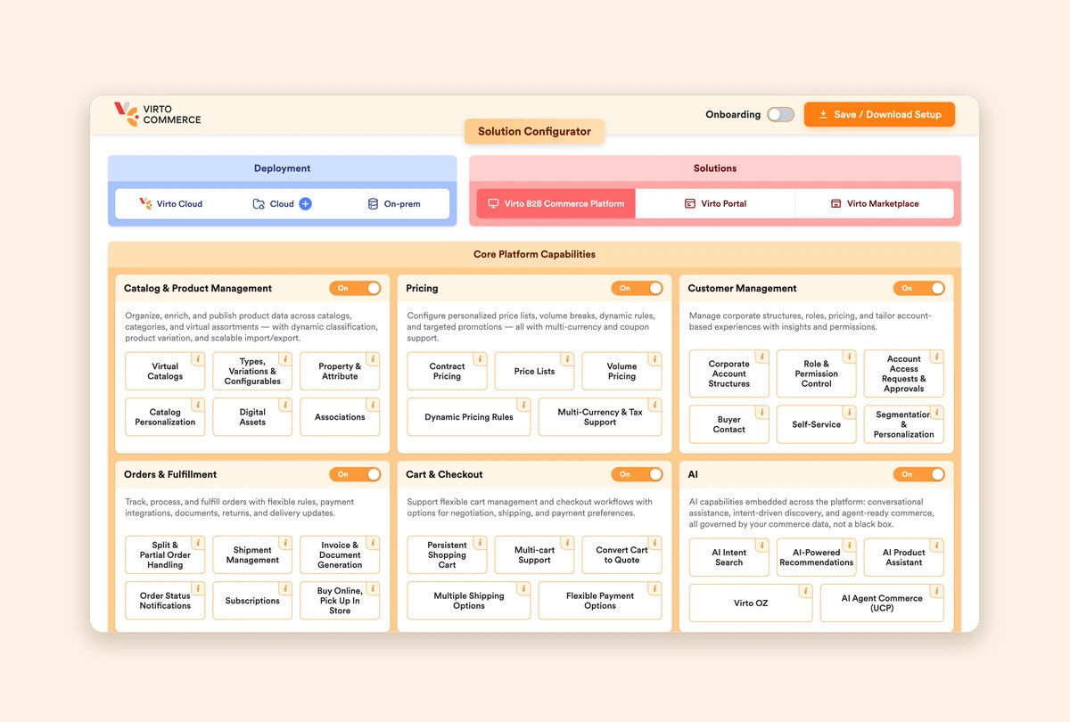 Solution Configurator: Assemble Your Own Virto Commerce Solution