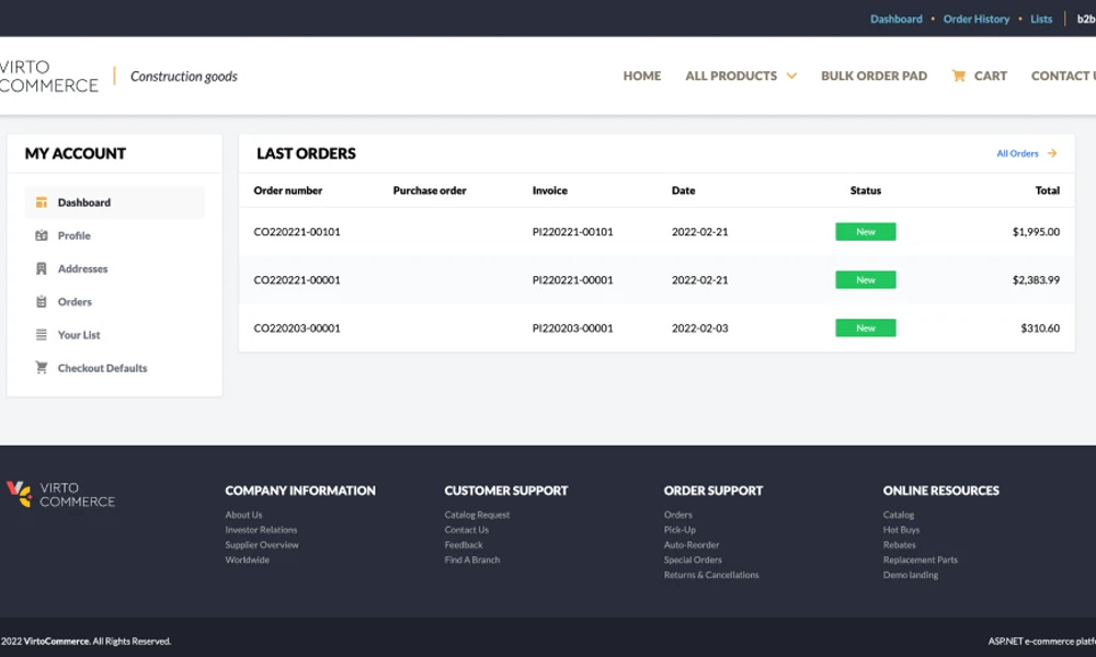 Virto homepage