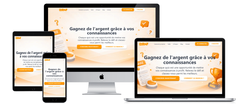 Aperçu du site réalisé pour Raf — Plateforme de quiz rémunérés