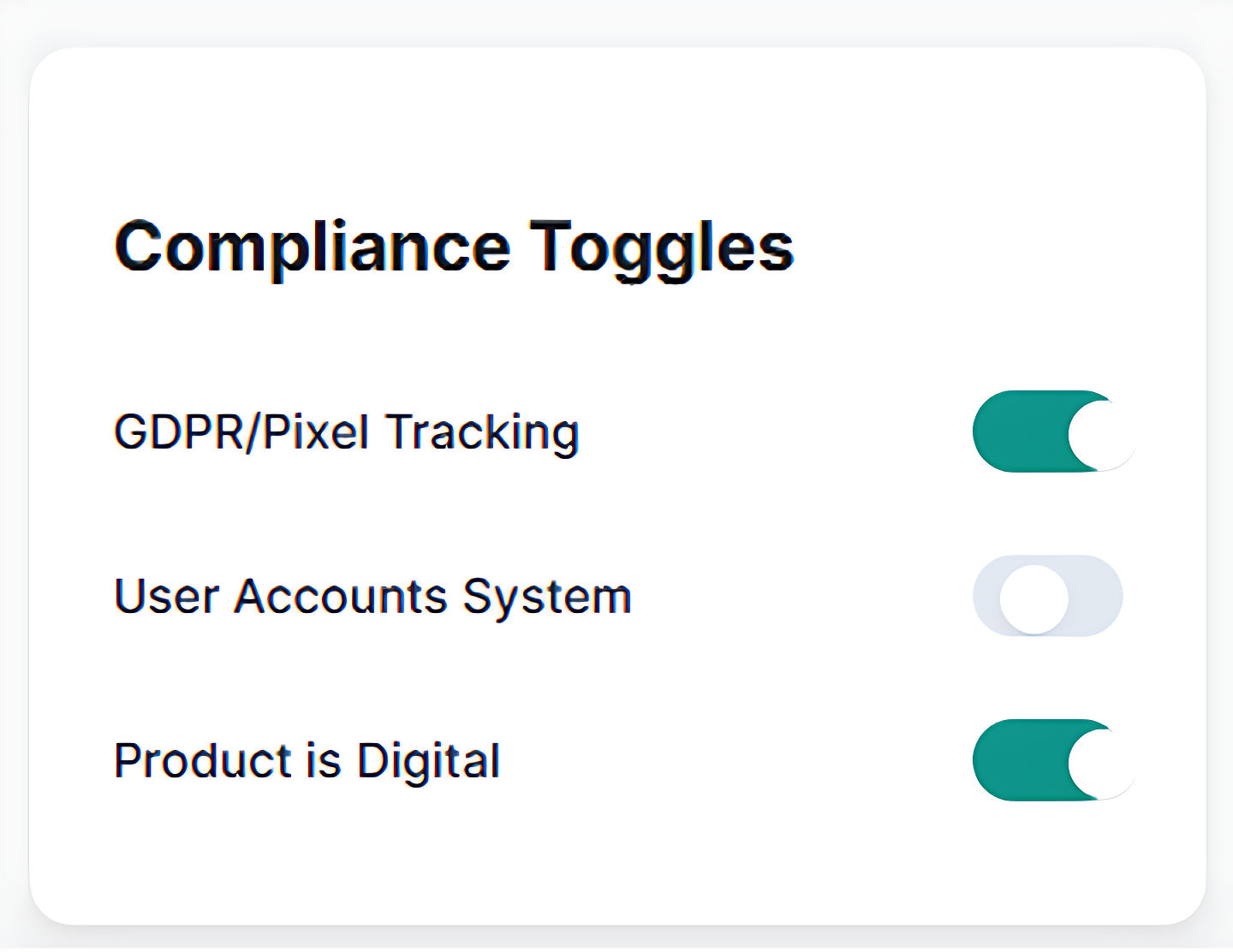 Compliance Toggles Step 2