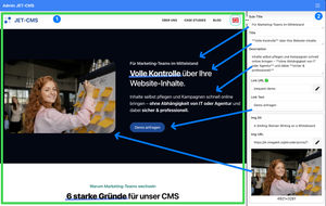 Hero Sektion Bearbeitungsmaske