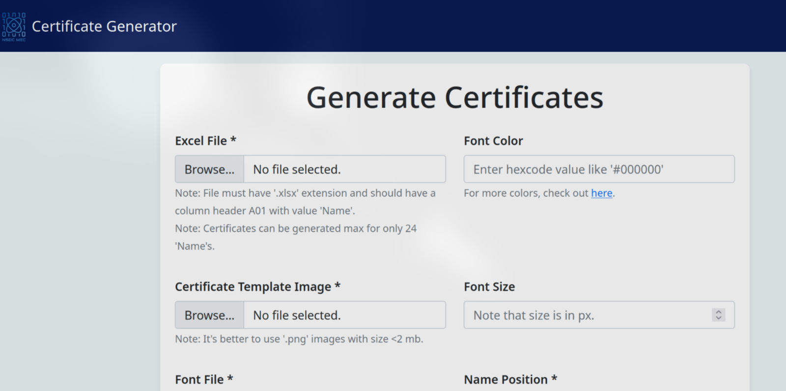 Certificate generator