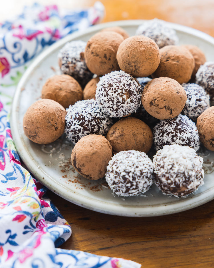 plate of chocolate truffles