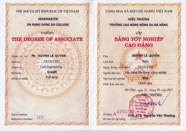 Bằng Cao Đẳng Chính Quy Tem Phôi Gốc, Bảo Hành Trọn Đời 1 Đổi 1 - NhanLamBangDaiHoccom