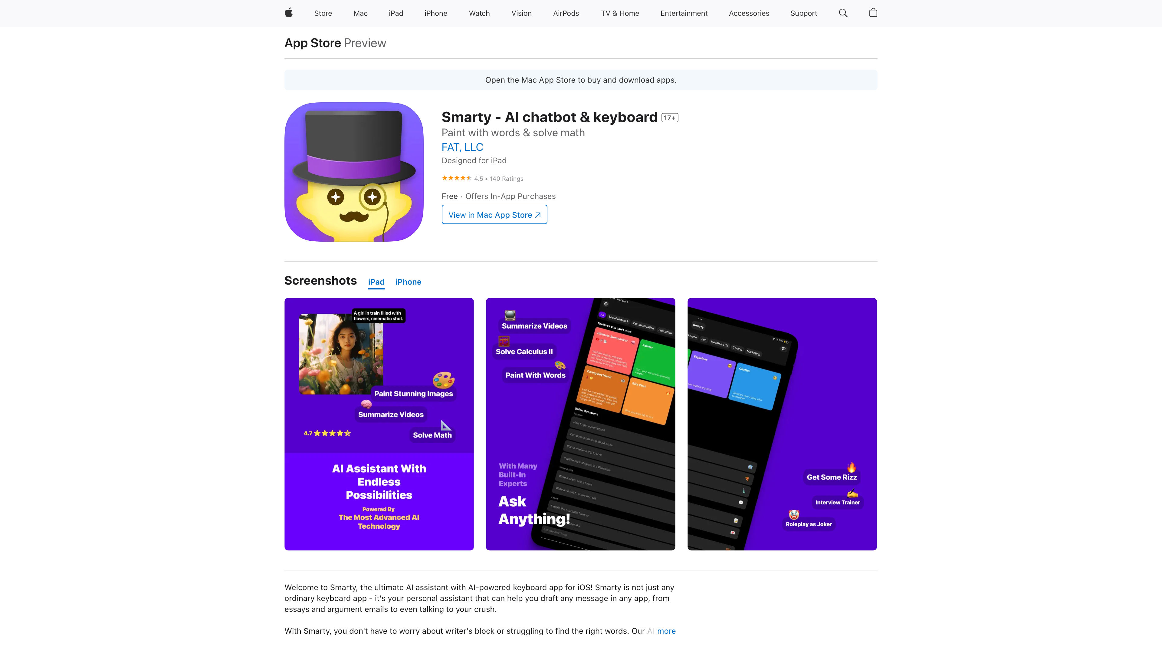 ‎Smarty - AI chatbot & keyboard on the App Store