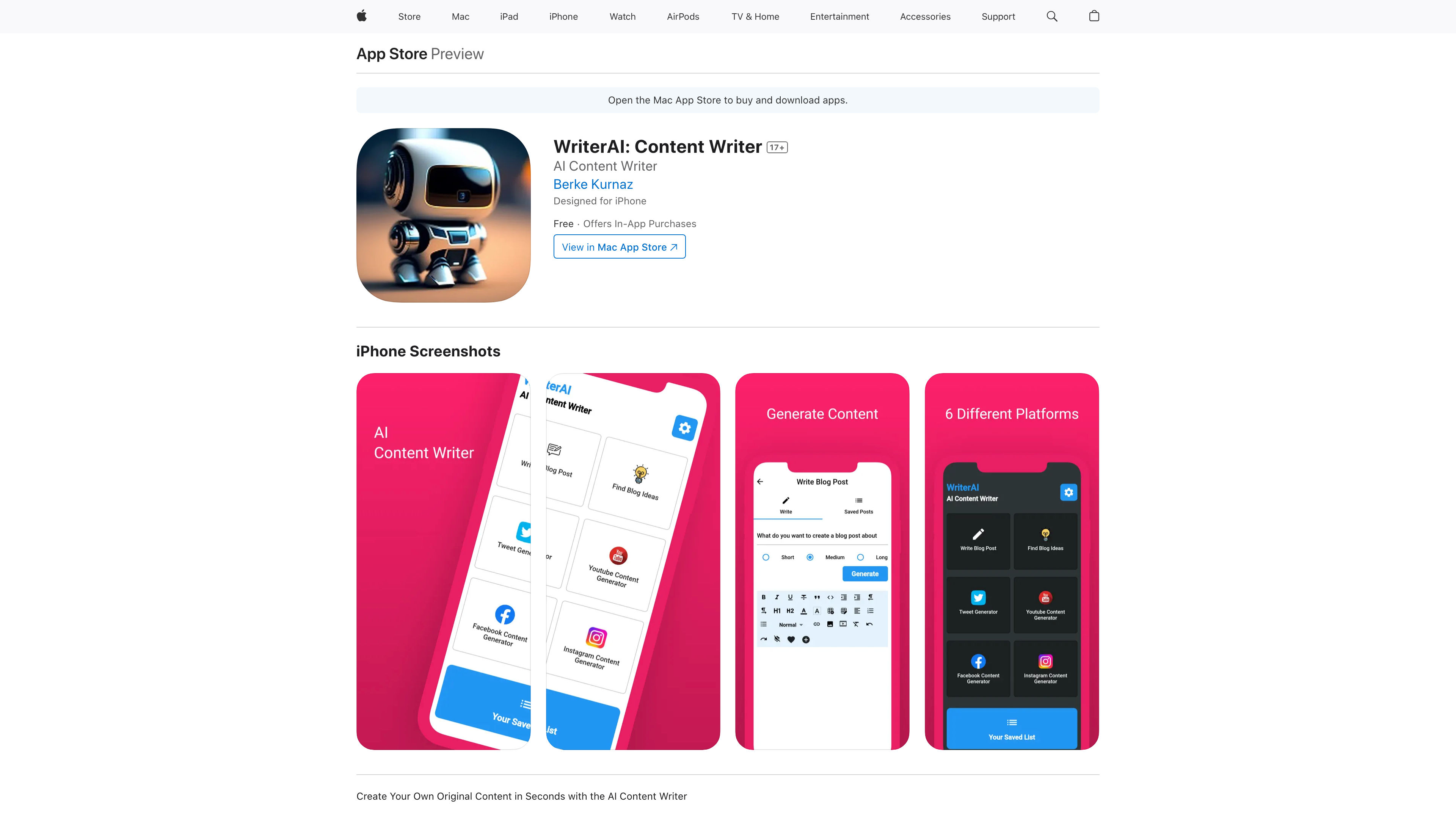 ‎WriterAI: Content Writer on the App Store