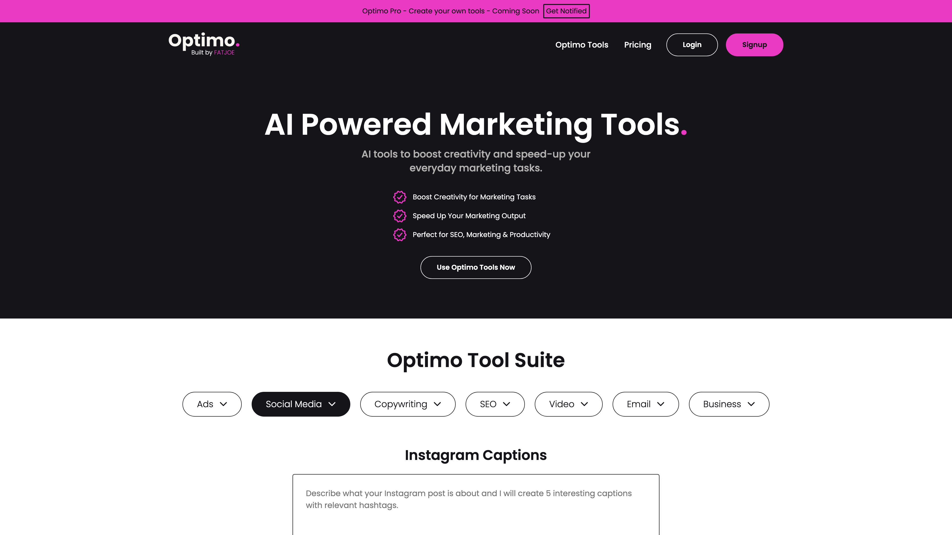 Optimo. AI Powered Marketing Tools