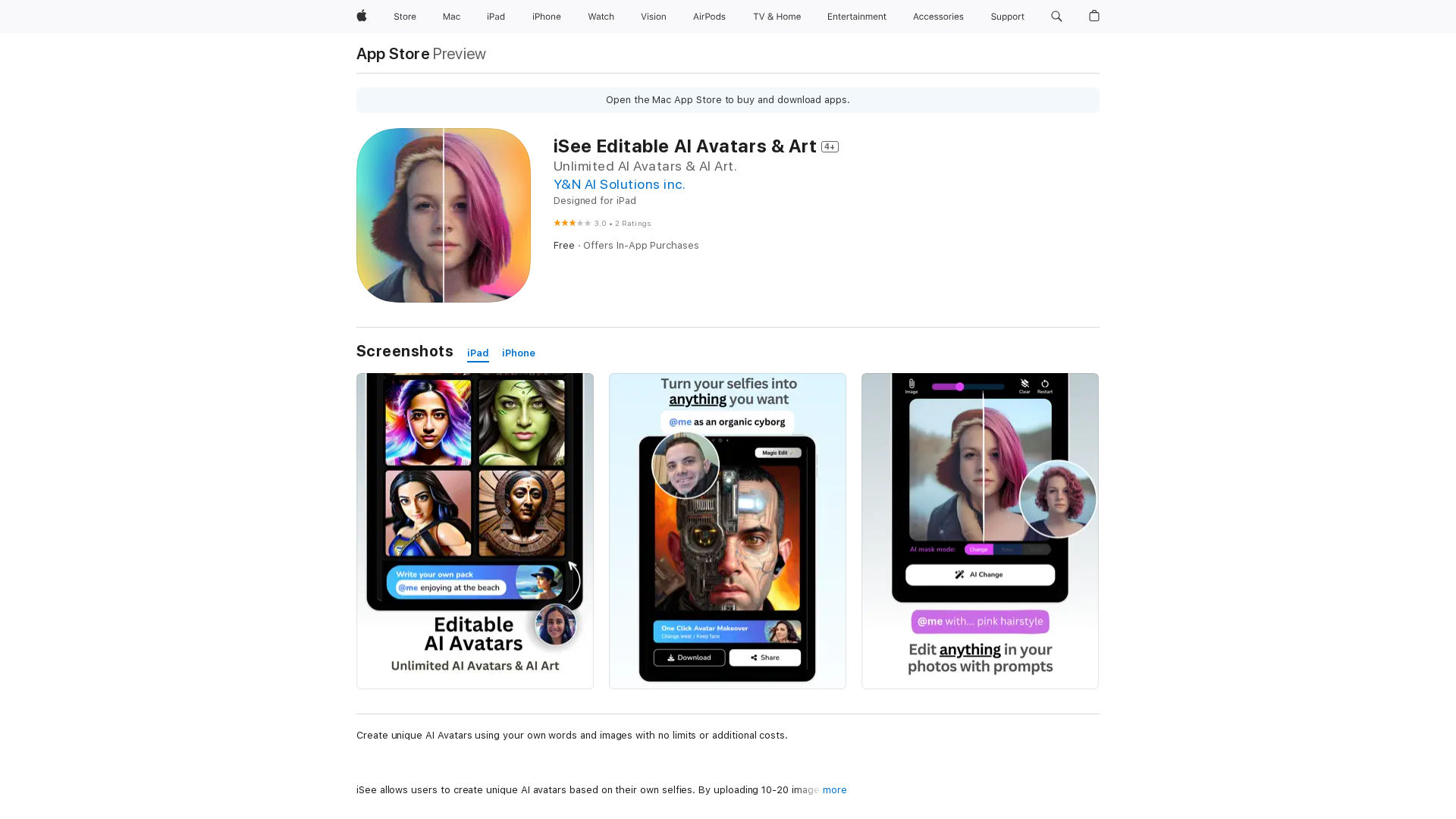 iSee Editable AI Avatars & Art