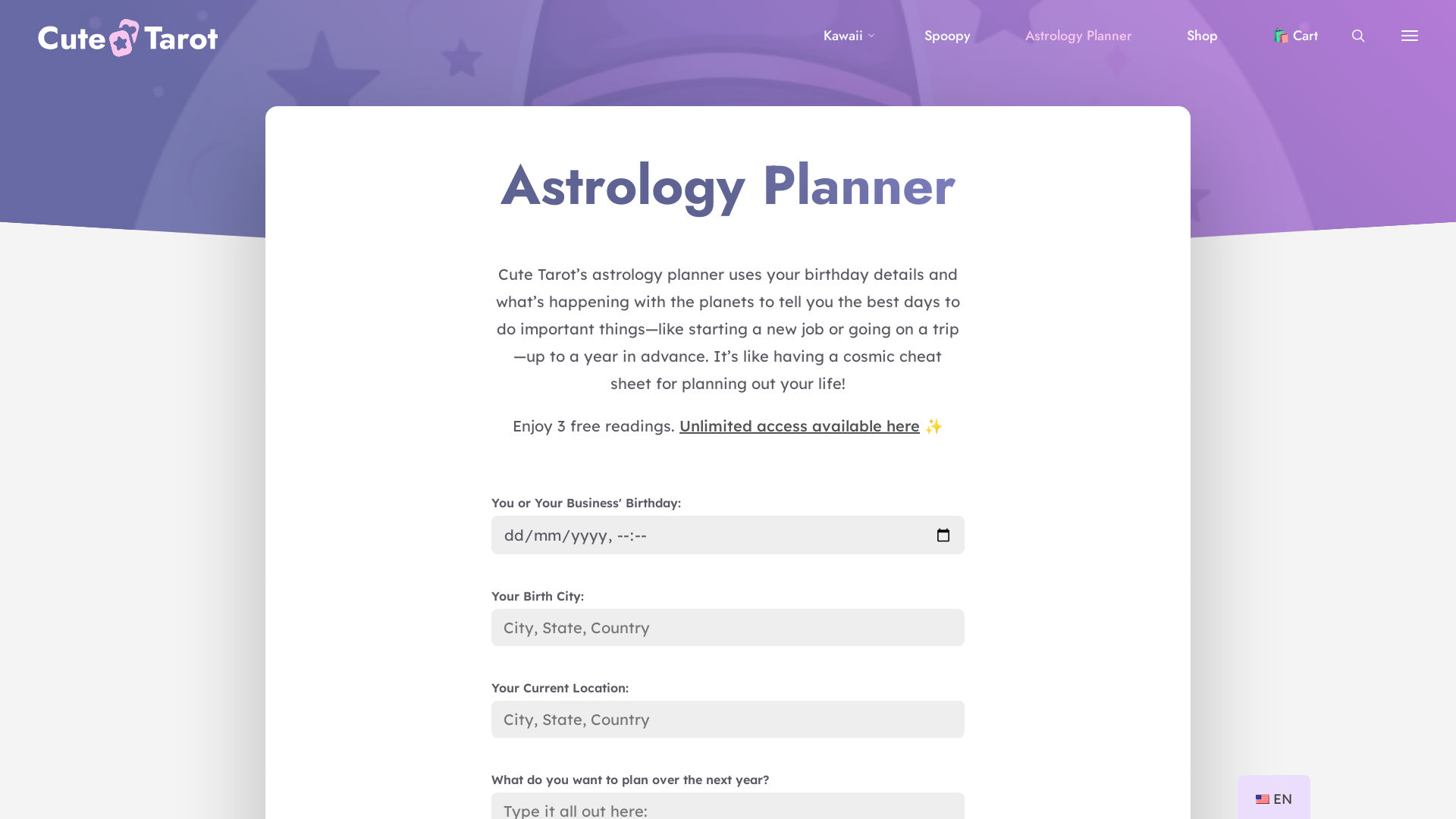 CuteTarot Astrology Planner