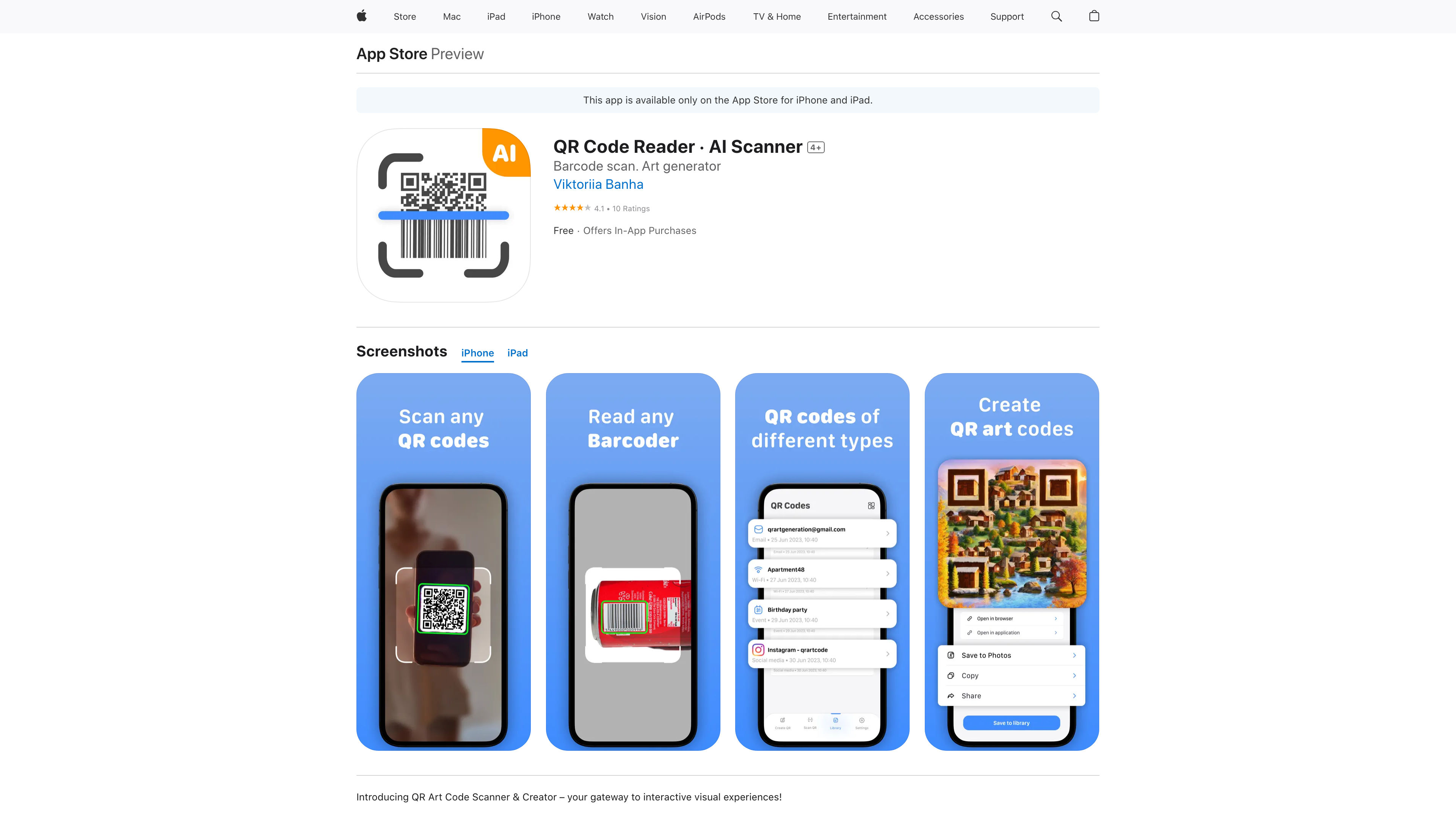 ‎QR Code Reader