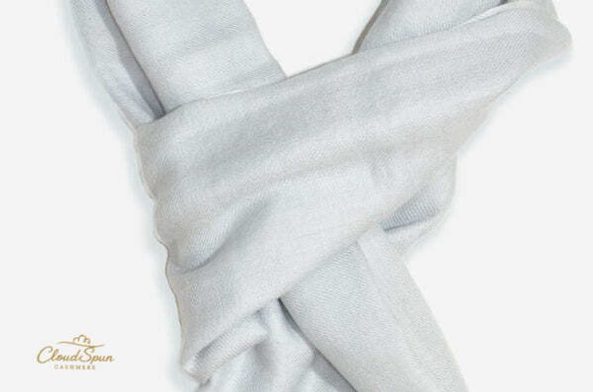 Silver Cirrus — Cloud Grey Pure Cashmere Scarf