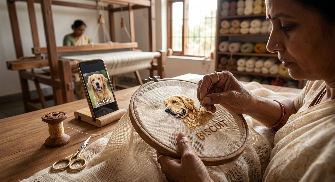 How We Embroider Your Pet's Portrait in Cashmere