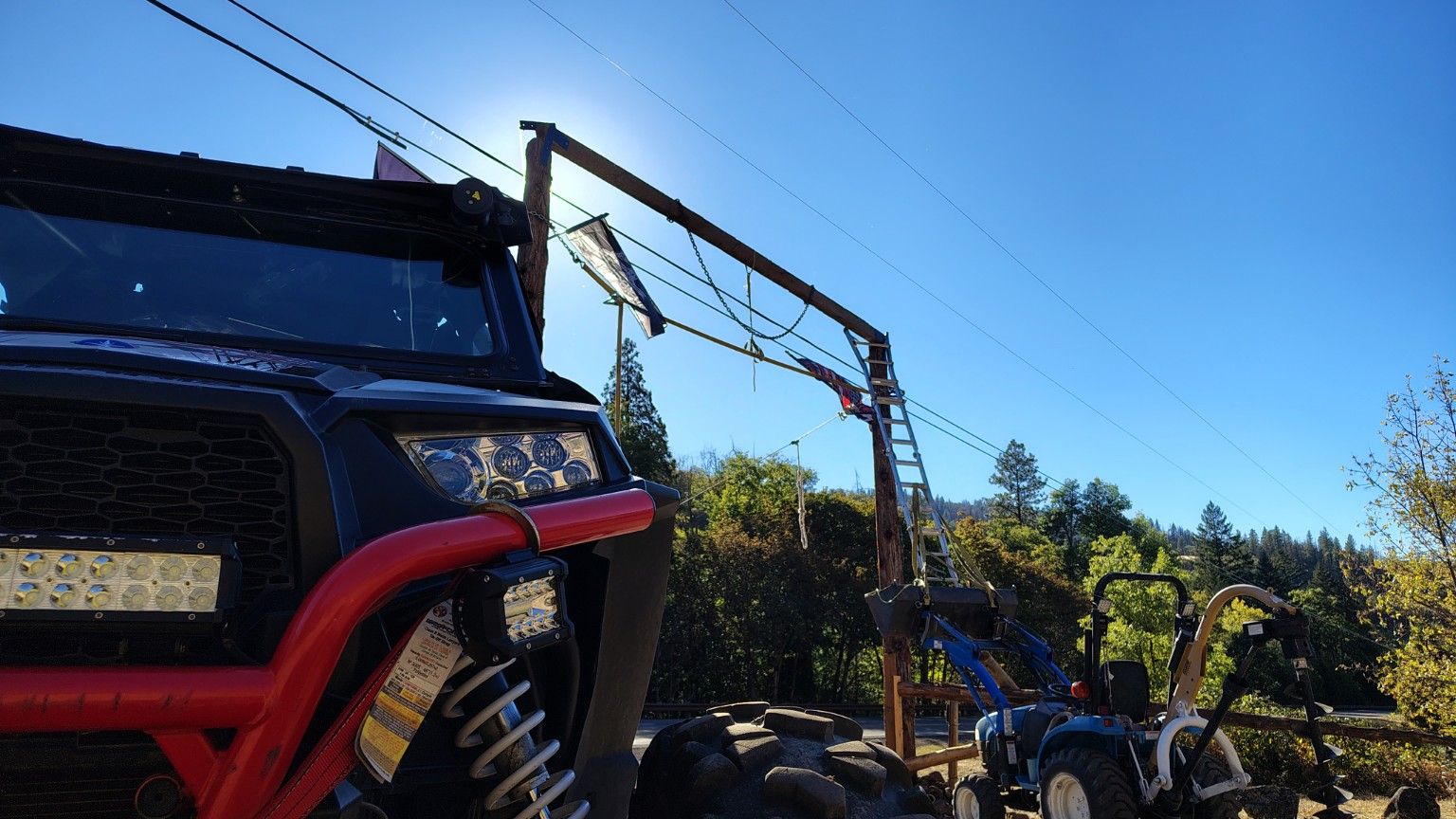 Farm equipment during a work day