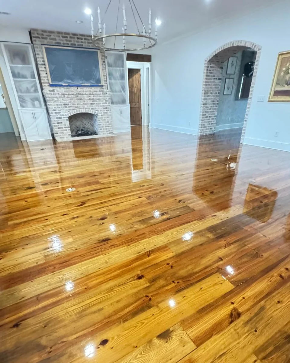 The same pine floor with its new gloss finish