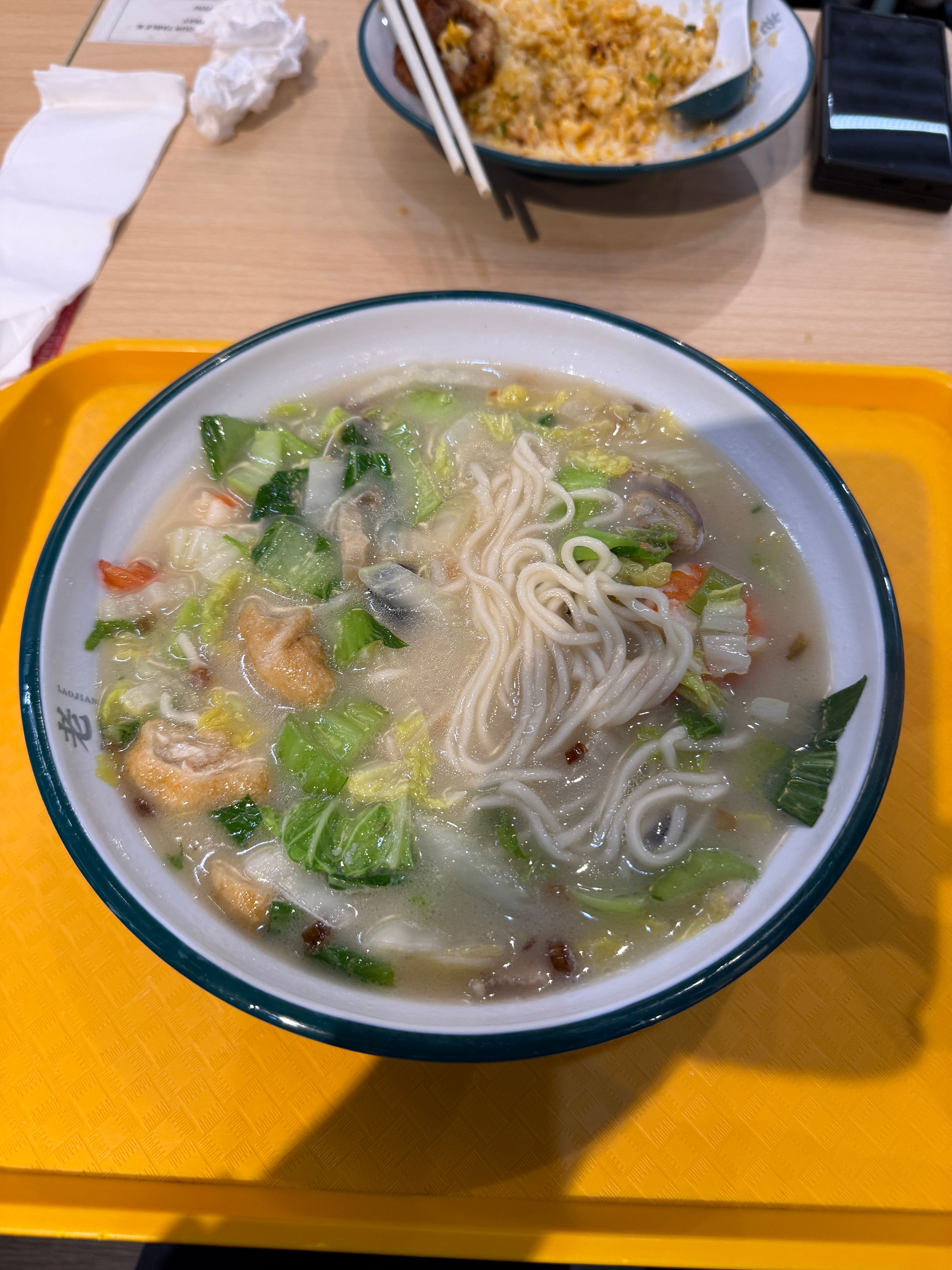 Lao Jiang Kou Esplanade Putian lor mee bowl with thick noodles greens and tofu puffs