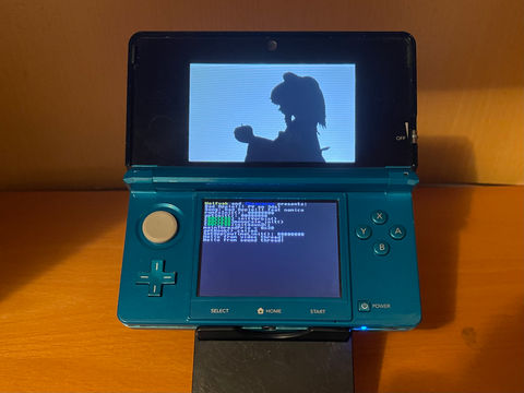 a photo of the Bad Apple video playing on a 3DS