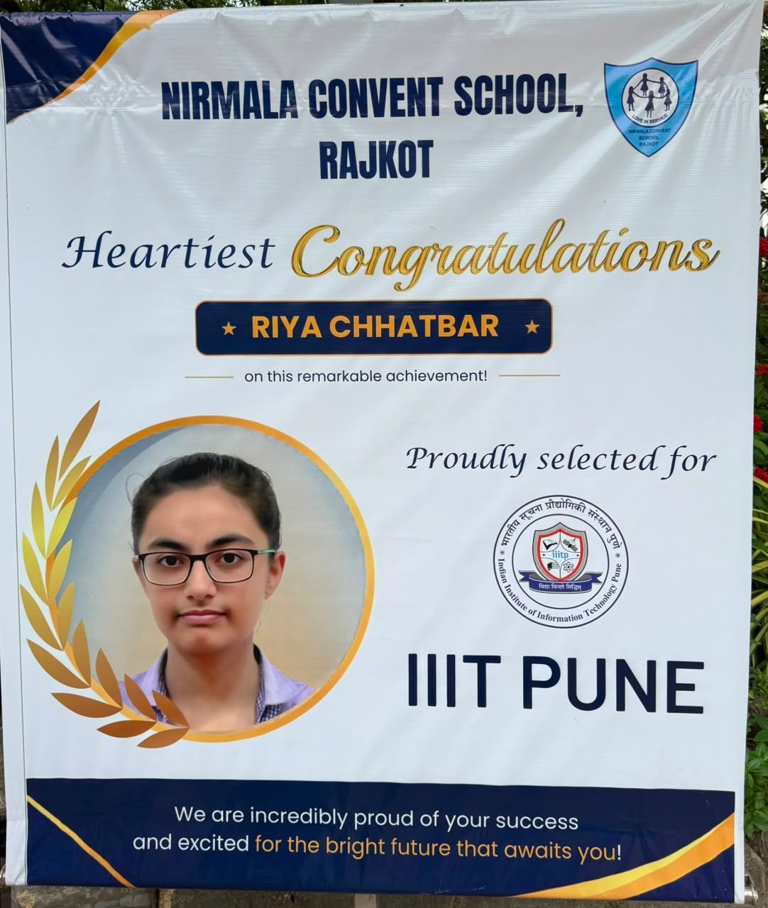 Riya Chhatbar Proudly selected for IIIT PUNE