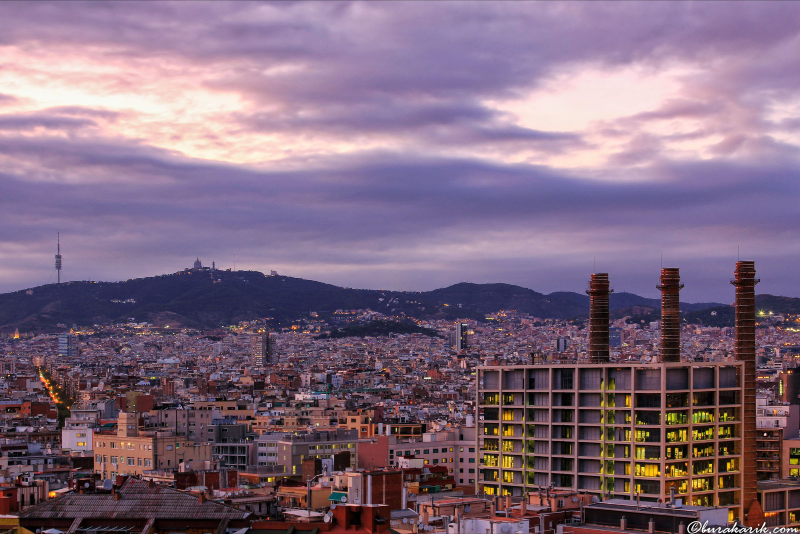 Tibidabo Mountain from Montjuic