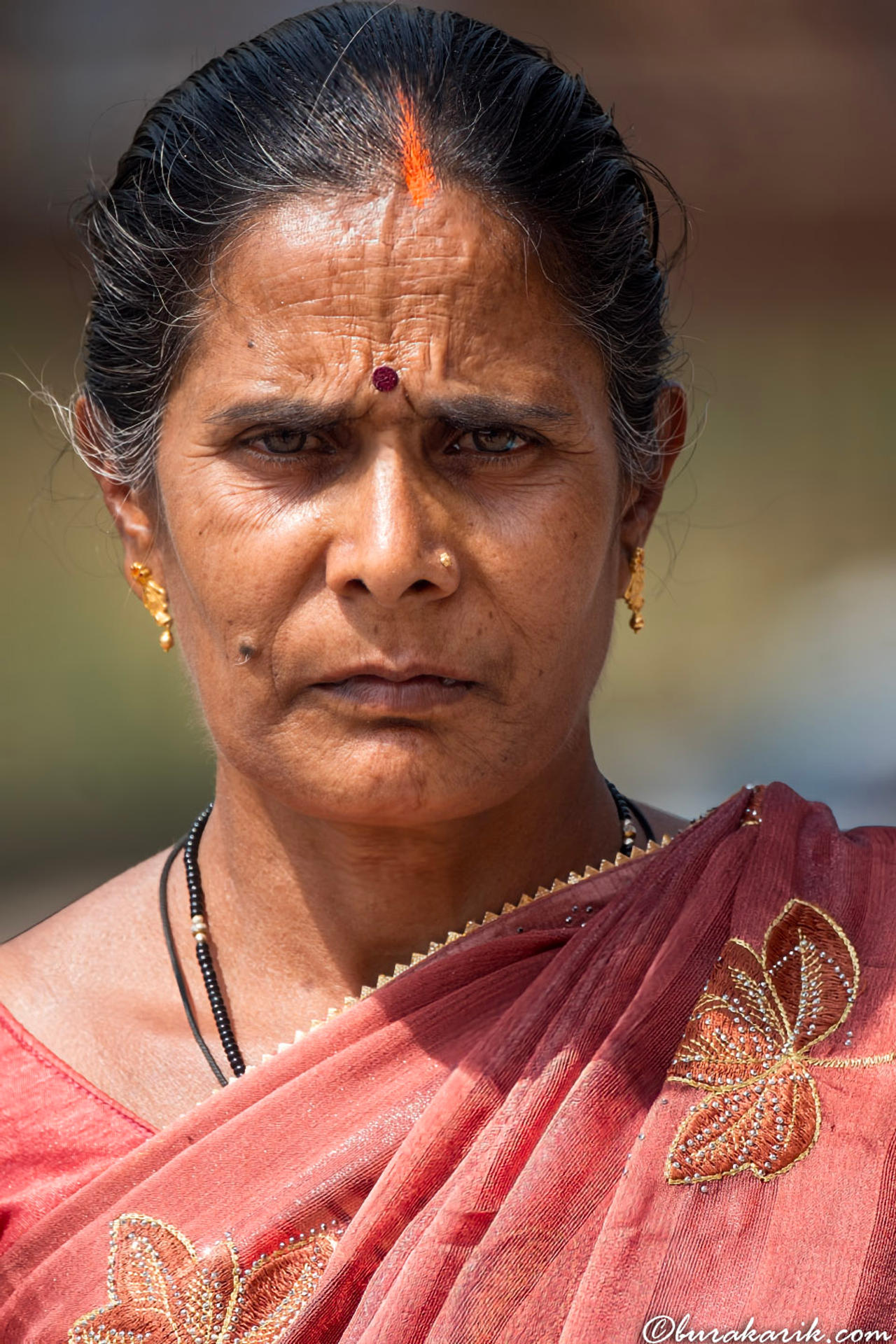 Lady in Red Saree