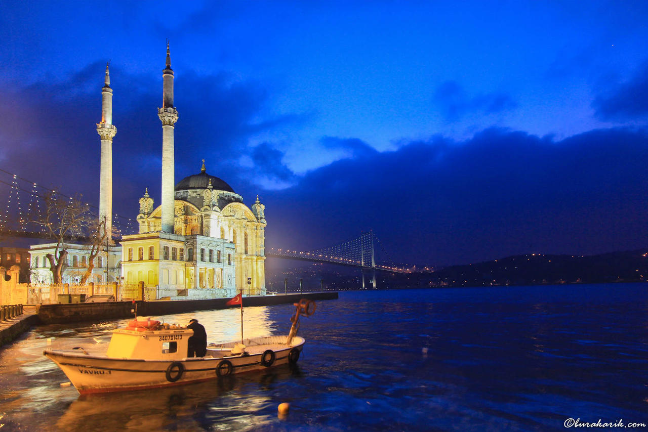 A fisherman and The Ortakoy Mosque