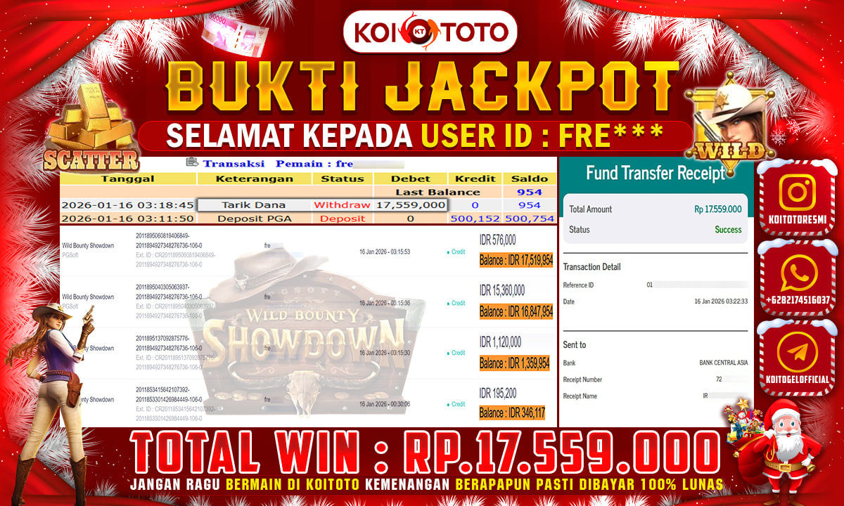 BIG WIN !! MENANG BESAR DI PERMAINAN PERMAINAN WILD BOUNTY SHOWDOWN !!! KOITOTO BAYAR LANGSUNG LUNAS SEBESAR Rp 17.559.000 !!!