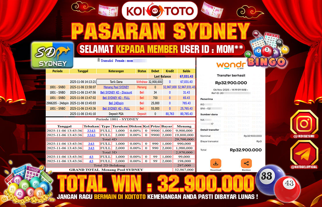 JACKPOT TOGEL !! MENANG BESAR DI PASARAN TOTO MACAU SEBESAR Rp 10.505.000 KOITOTO DIBAYAR SECEPAT KILAT !!