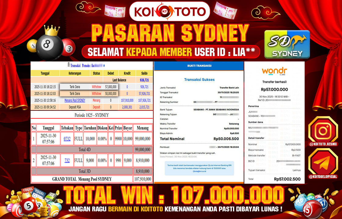 JACKPOT TOGEL !! MENANG BESAR DI PASARAN CHINA SEBESAR RP 60.000.000 !!! KOITOTO LANGSUNG BAYAR LUNAS