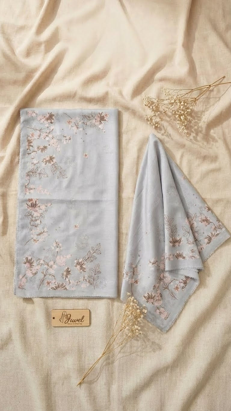 Hijab Segi Empat Voal Premium Juvel 110x110 cm – Silverlight Bloom 4
