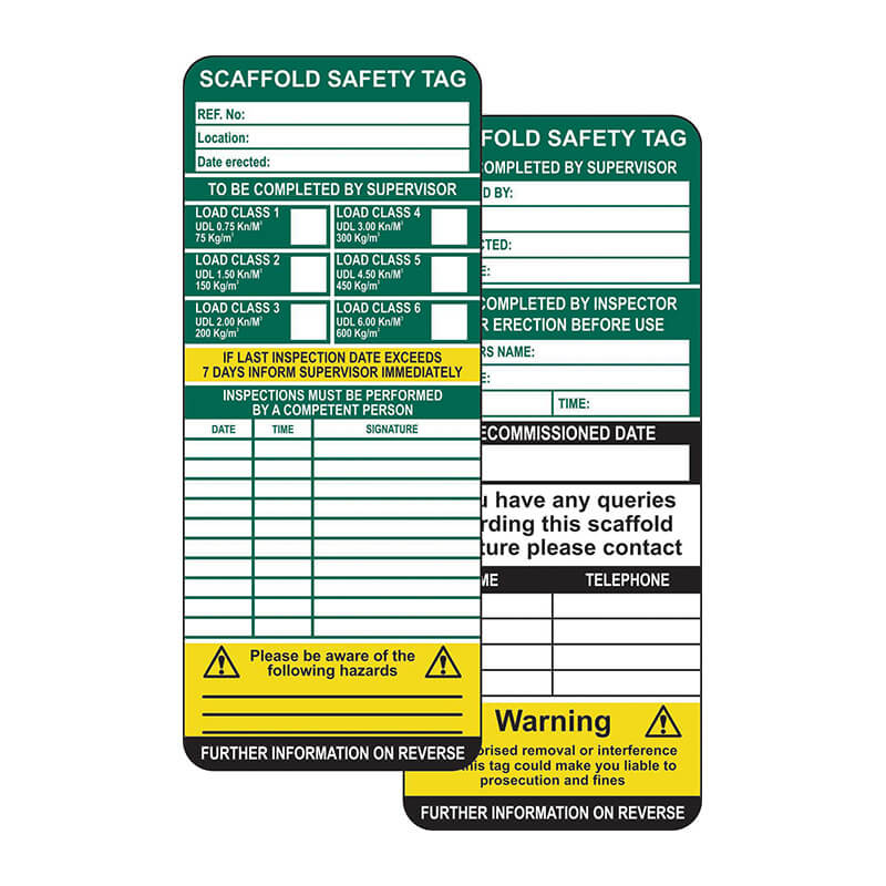Scaffold Tag Insert - Safety Tagging - Safe Industrial