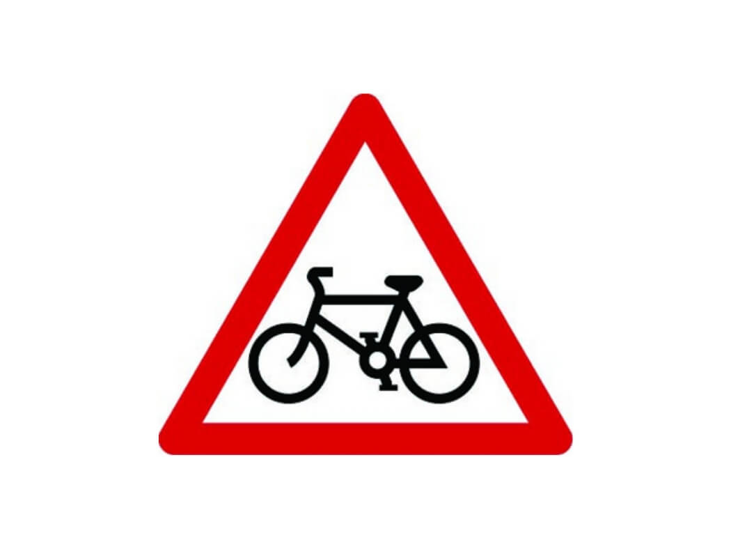 Cycle route ahead triangle. Fig 950 Class 1 reflective traffic sign