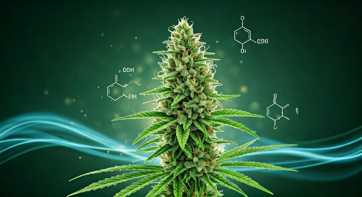 Close-up de cogollos de cannabis premium con evidentes tricomas resinosos y tonos verdes vibrantes, destacando la riqueza en terpenos aromáticos.