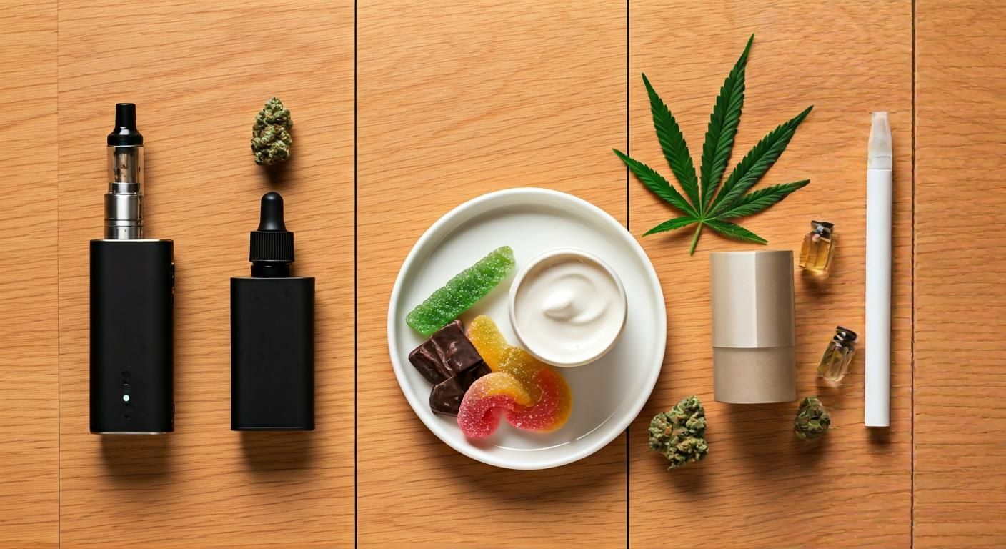 Vaporizador moderno de cannabis con accesorios, ilustrando el método de consumo por vaporización para bienestar natural