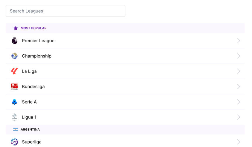 Player Stats League Search