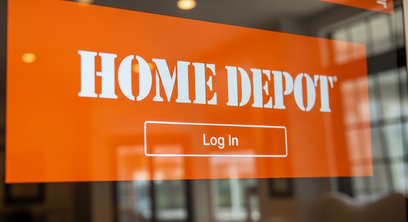 home depot log in screen on laptop showing account dashboard
