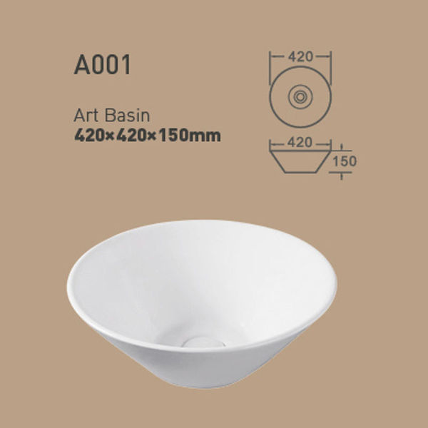White Porcelain Art Basin - A001