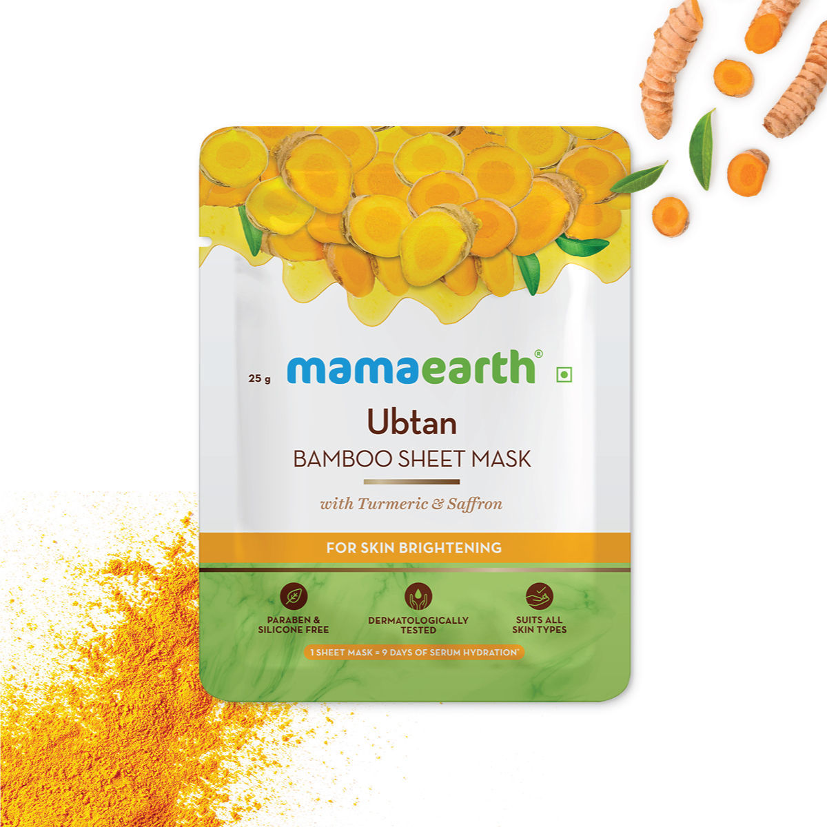 MAMAEARTH UBTAN BAMBOO SHEET MASK 25G WITH TURMERIC