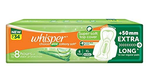 WHISPER CHOICE ALOE COTTONY SOFT XL WINGS 6PADS