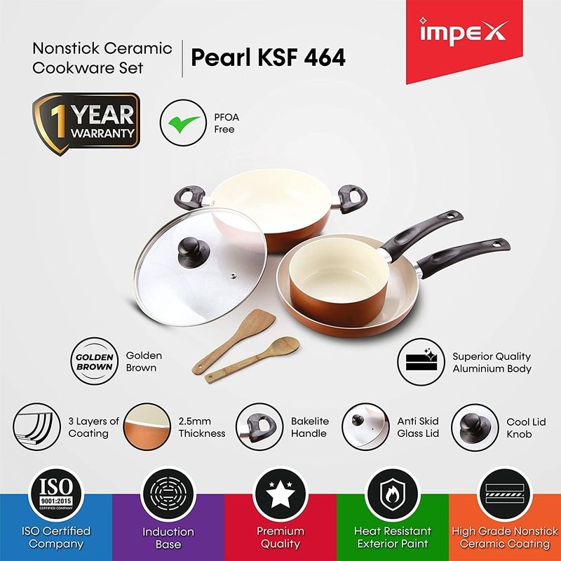 NONSTICK CERAMIC COOKWARE SET 7 PCS KSF464