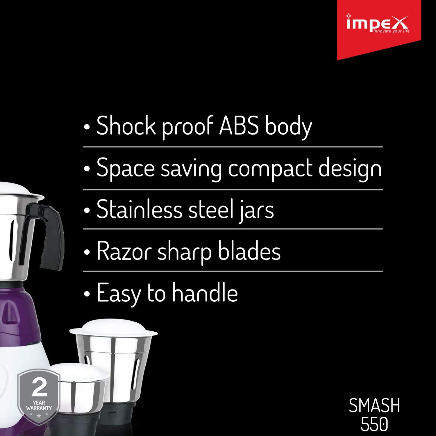 3 JAR 550W MIXER GRINDER SMASH