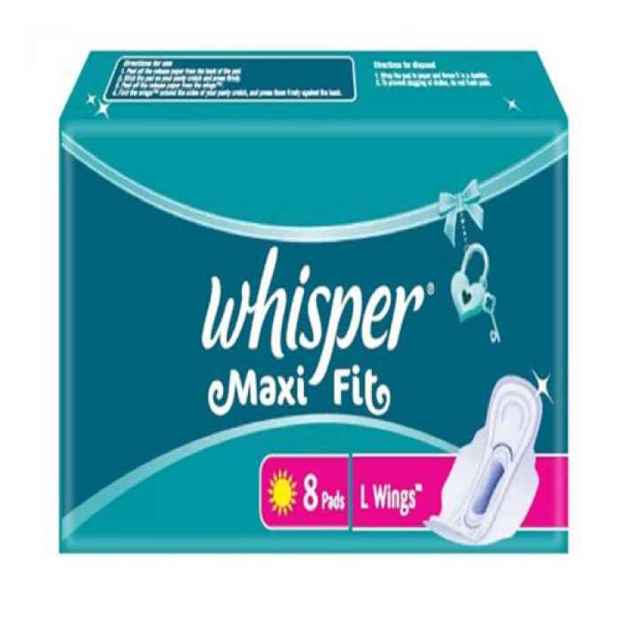 WHISPER MAXI FIT L WINGS 8 PADS