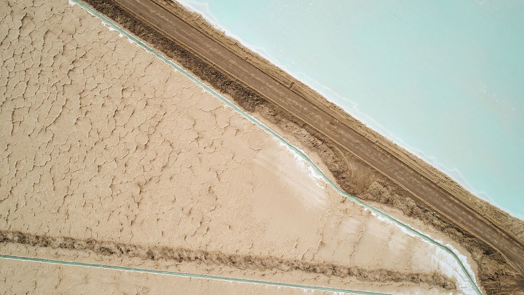 An aerial view of a mining landscape.